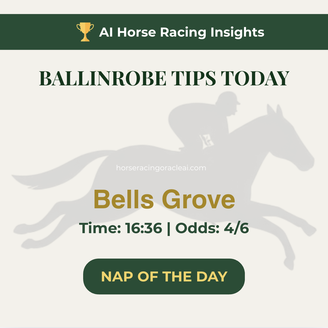 Today's Horse Racing Tips: Ballinrobe 16:36 NAP — July 21