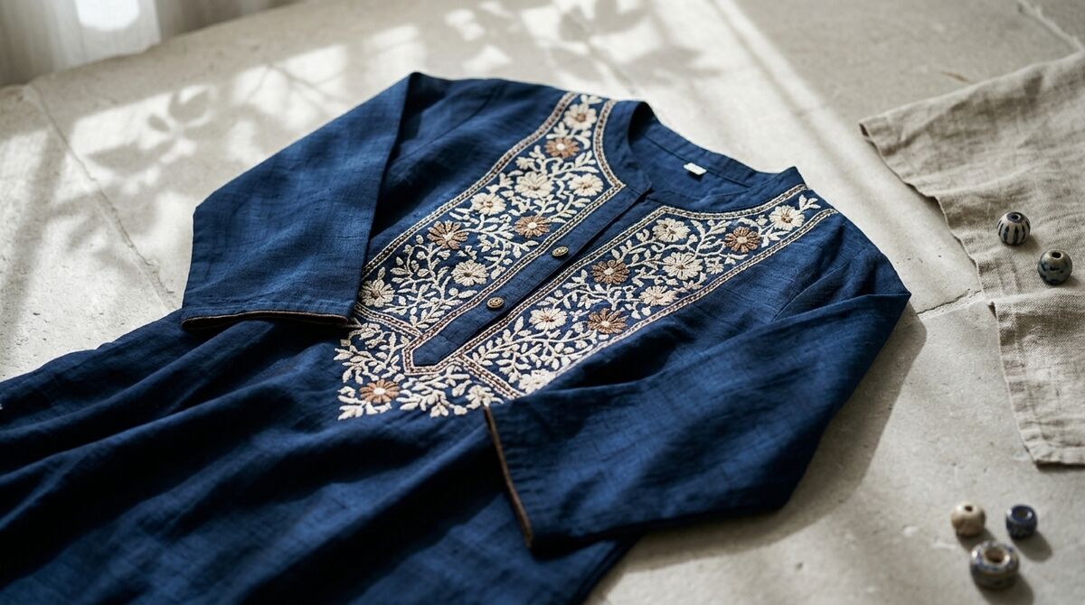 Indigo embroidered wholesale kurti