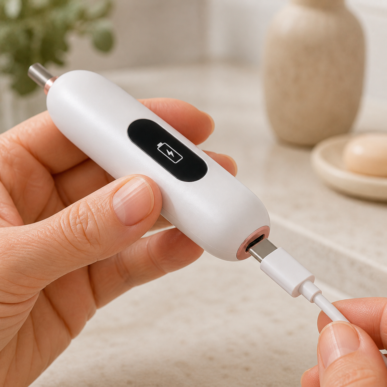 Pila electrică pregătită pentru încărcare USB-C