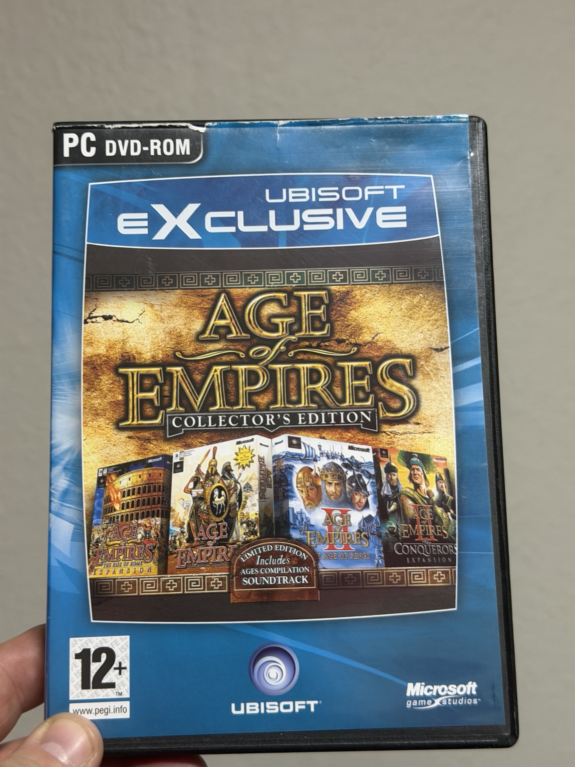 Age of Empires Collector’s Edition front cover with wear along the top