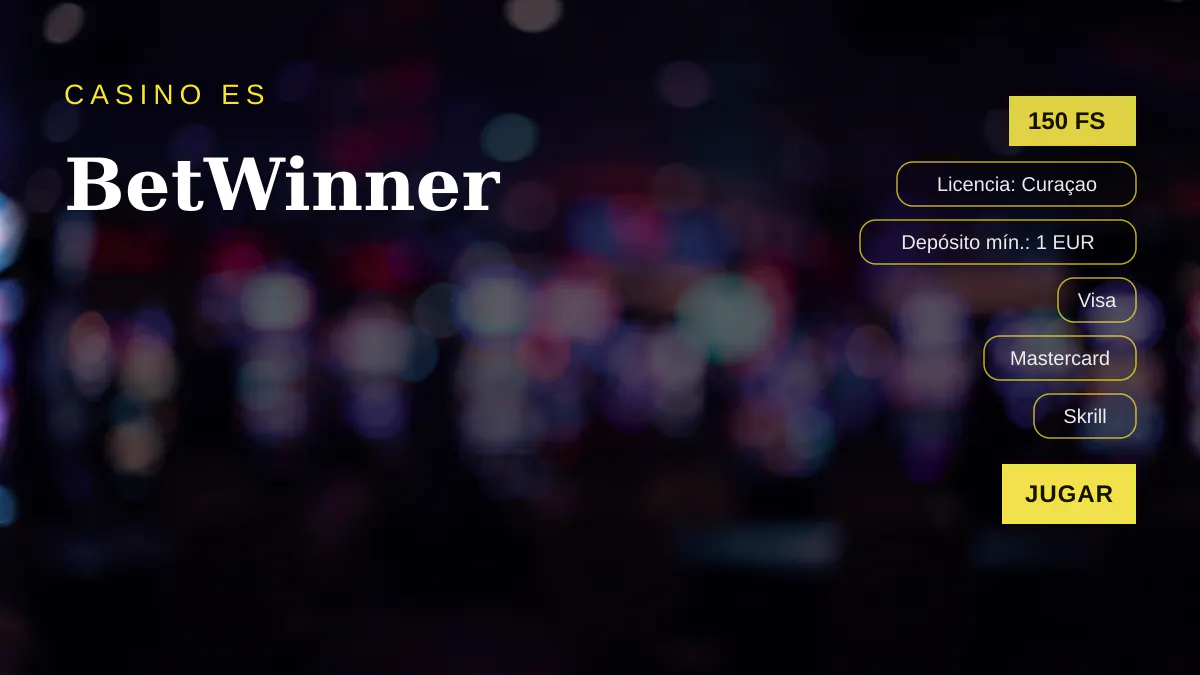 BetWinner casino — bono de bienvenida 100 % hasta 100 EUR + 150 FS, pagos: Visa, Mastercard, Skrill, Neteller, Boleto