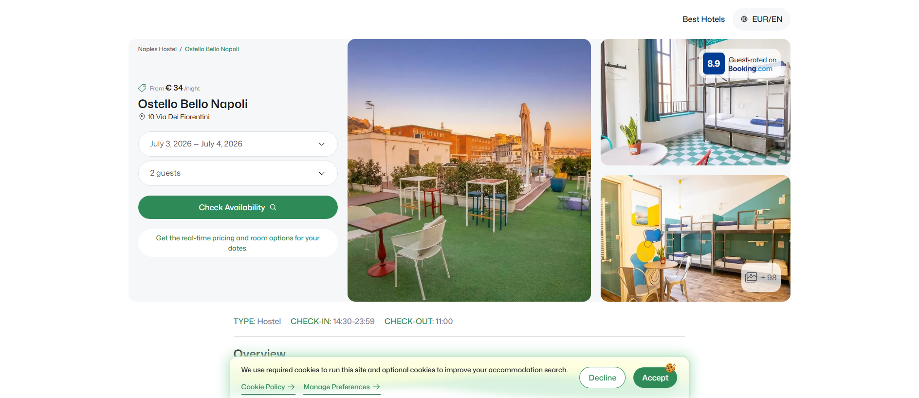 Forensic screenshot of bellonapoli.hostel.town showing the phishing page layout