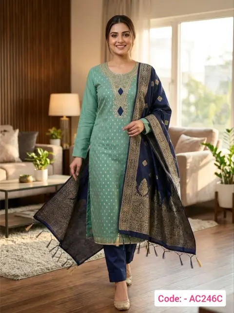 Designer Jacquard Silk Rama Salwar Suit