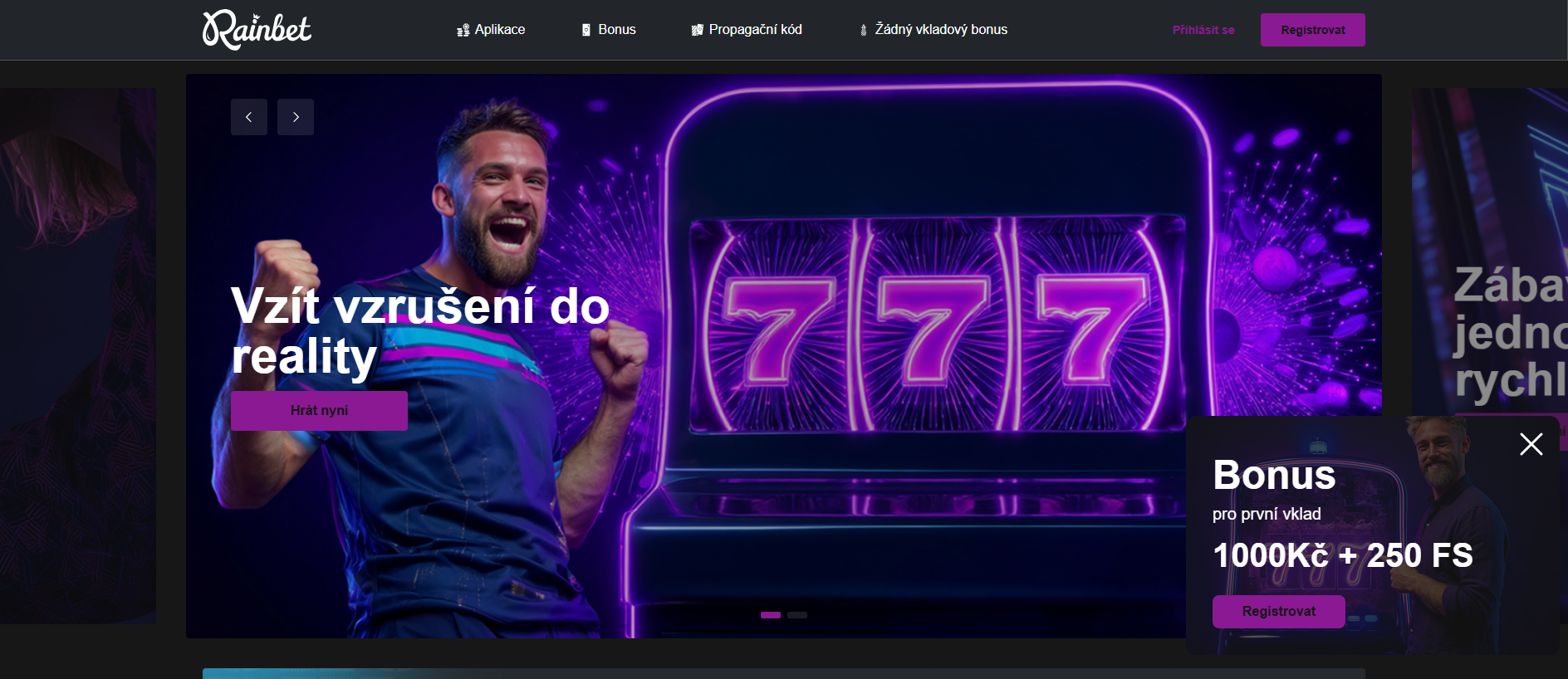 Forensic screenshot of rainbet-casino.cz showing the phishing page layout