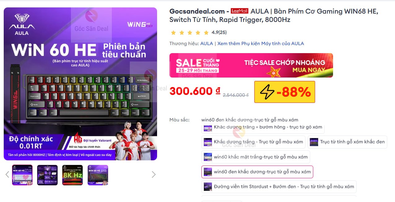 AULA | Bàn Phím Cơ Gaming WIN68 HE, Switch Từ Tính, Rapid Trigger, 8000Hz