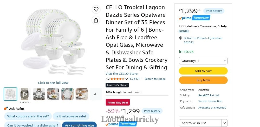 35 Pcs Dinner – Mind-Blowing Saving @ 10% OFF