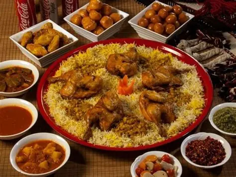 Machboos rice dish and karak tea