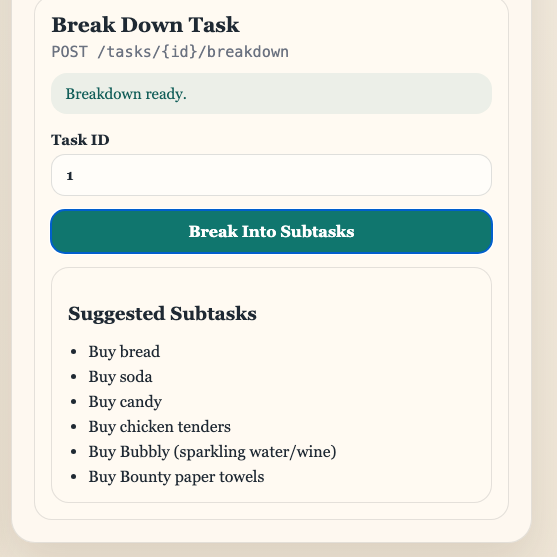 Breakdown task
