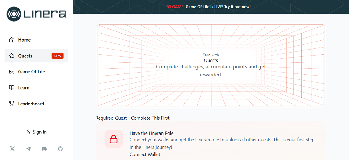 Forensic screenshot of linera.run showing the phishing page layout