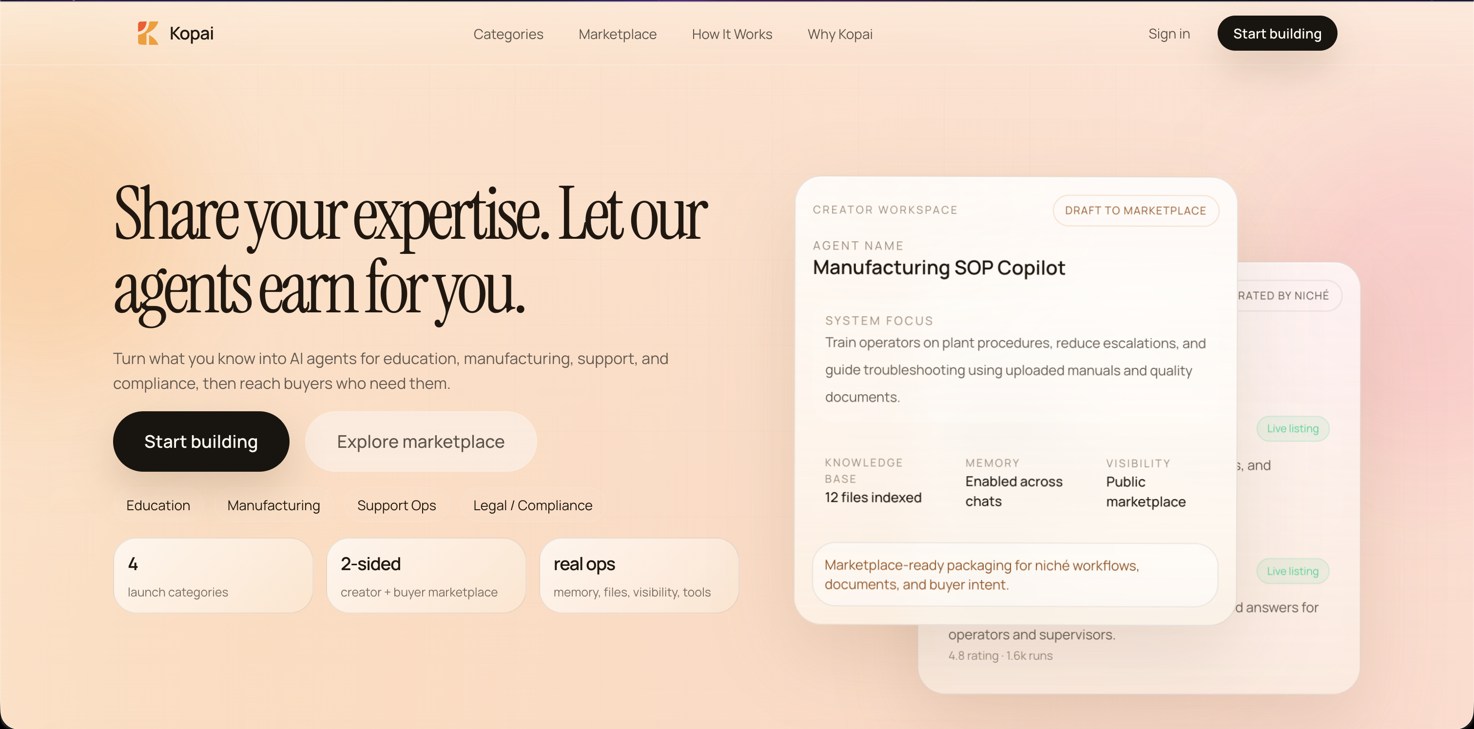 Kopai landing page