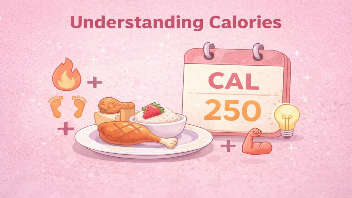 Illustration showing calorie sources and how calories are used by the body for energy