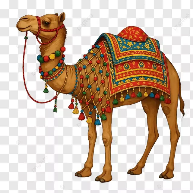 Camel With Rajasthani Decorations Transparent Background Camel Clipart Camel Rajasthani Camel PNG.webp