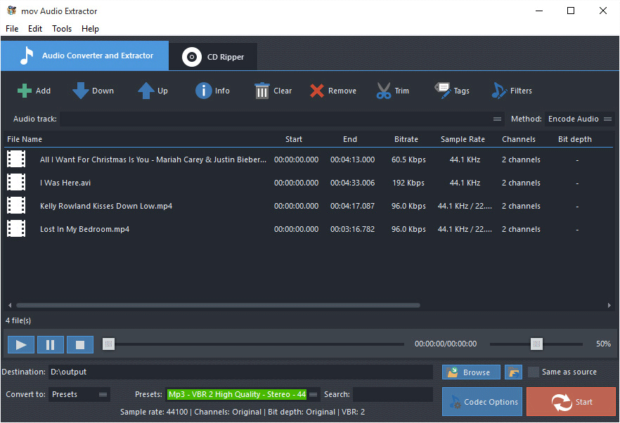 برنامج Mov Audio Extractor
