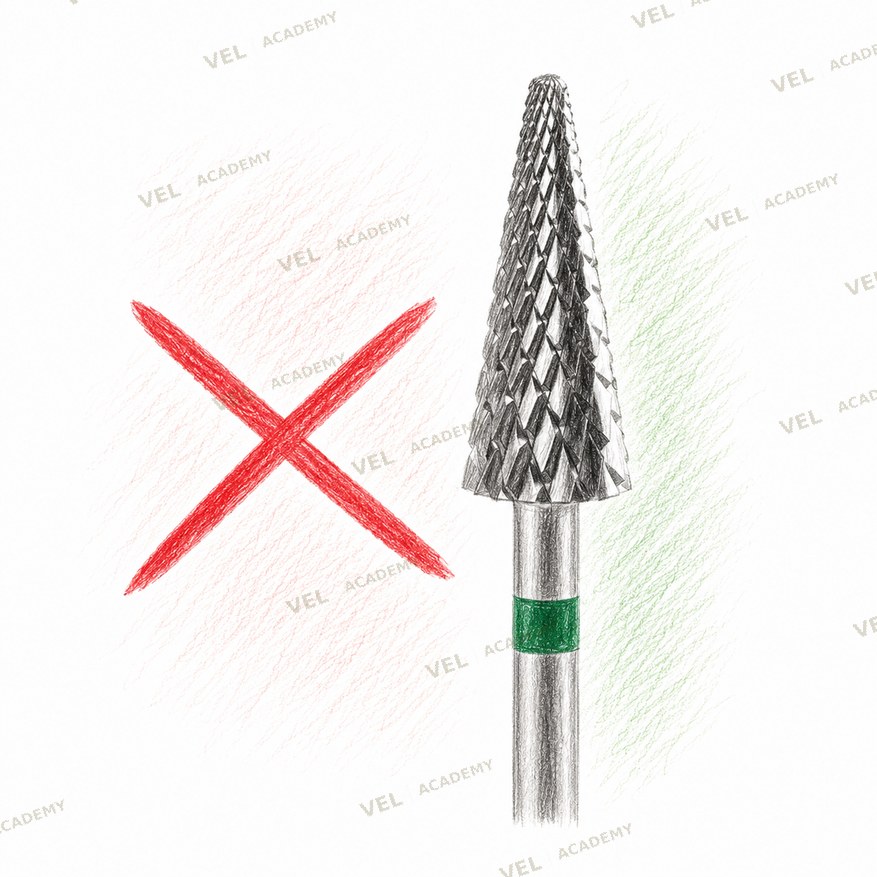 Tapered cone bit shown as incorrect tool for gel coating removal