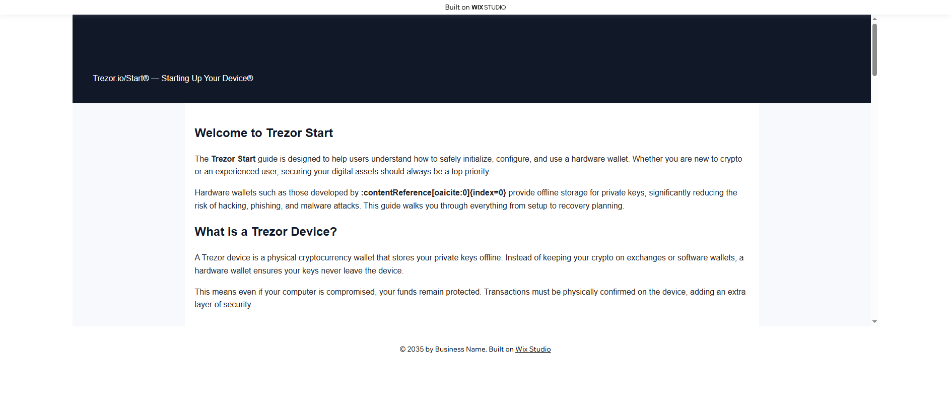 Stored capture of homepage-trzorio.wixstudio.com