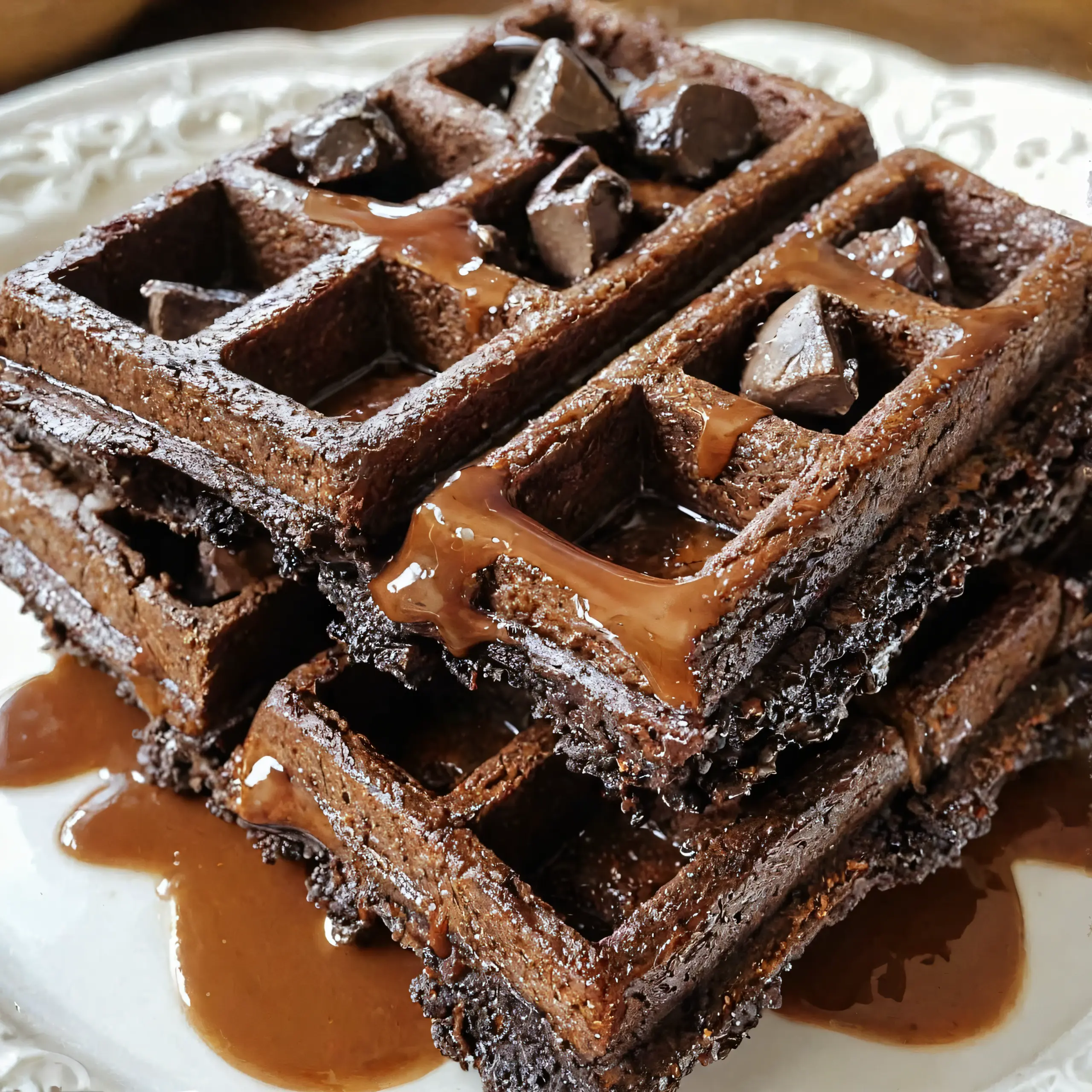 Decadent Fudgy Brownie Waffles