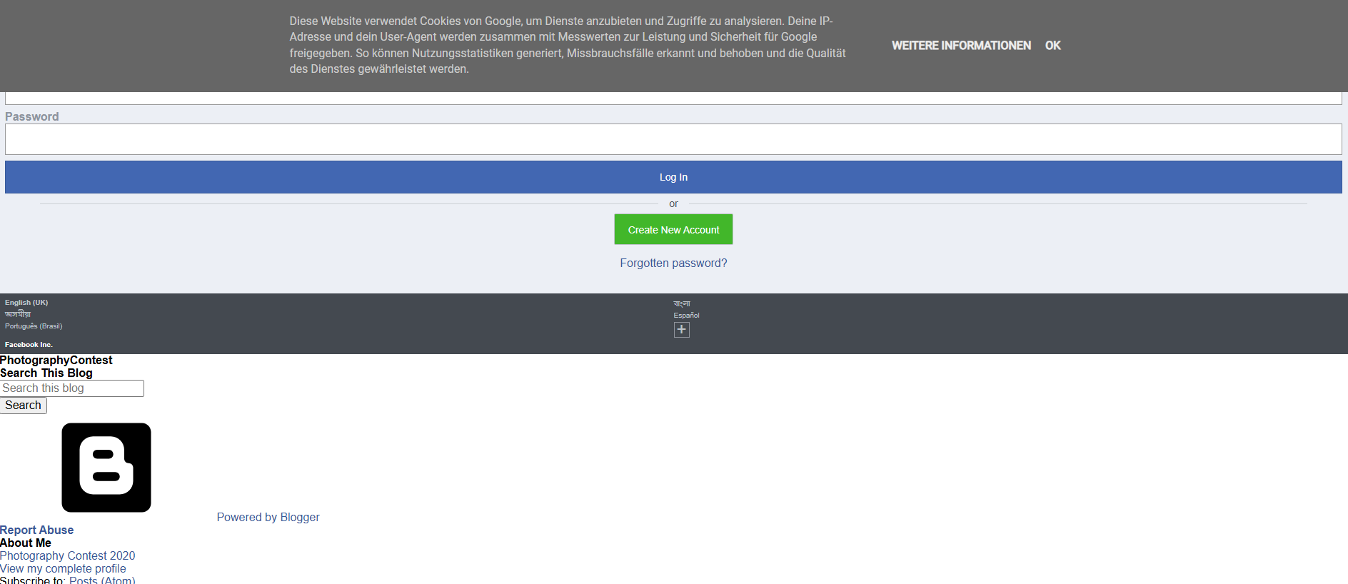 Forensic screenshot of nothinganythingok.blogspot.com showing the phishing page layout