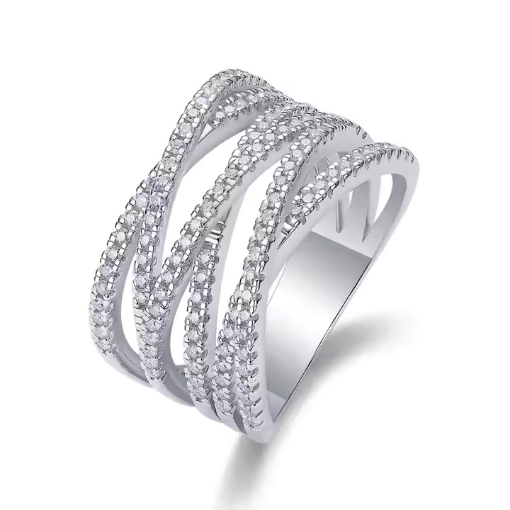 Multi-Band Crossover Pavé Ring