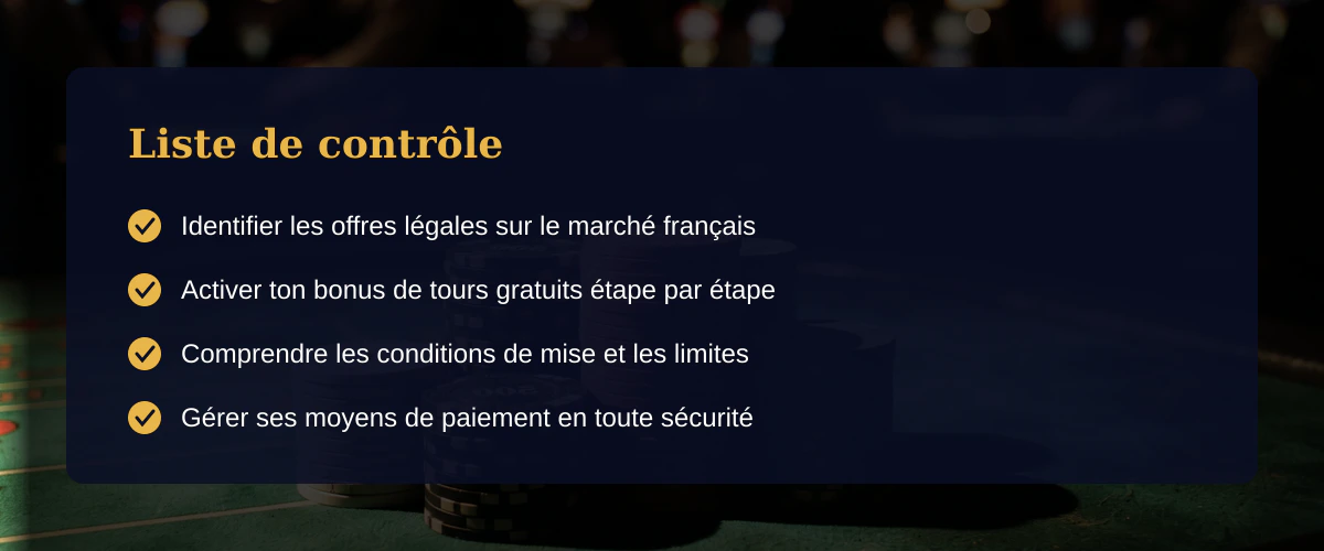 Maîtriser le fonctionnement du casino tour gratuit sans dépôt en france — Liste de contrôle