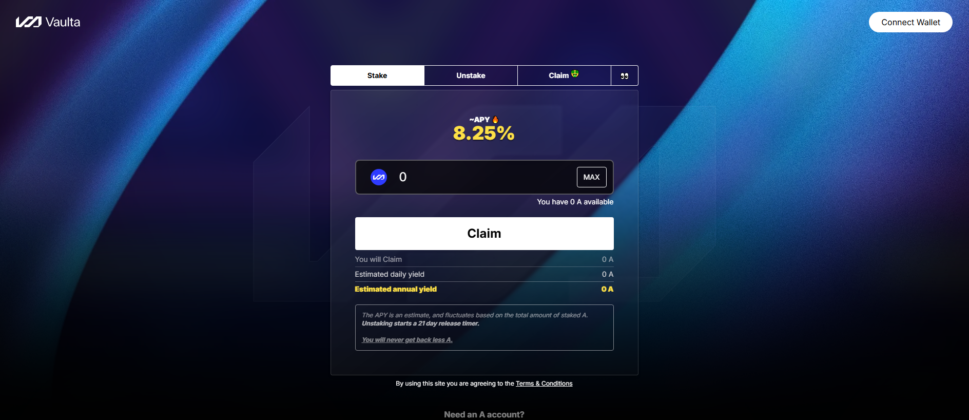 Stored capture of dashboard-vaulta.xyz