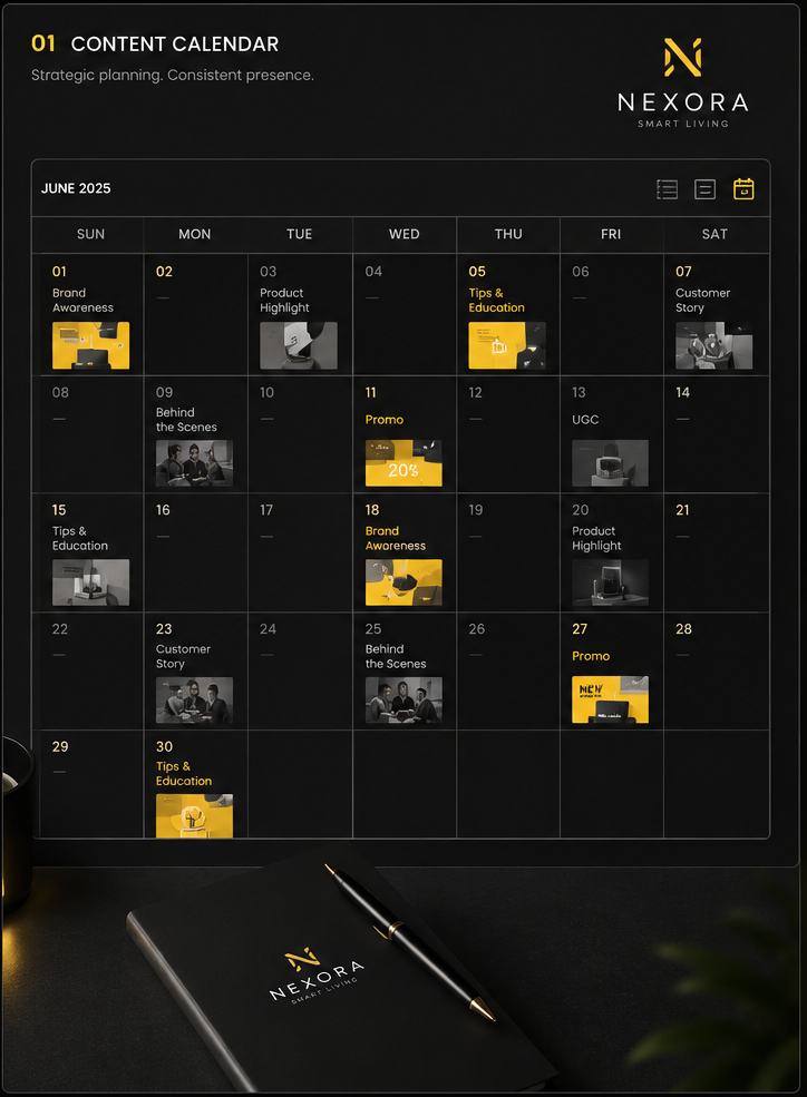 A content calendar of scheduled posts