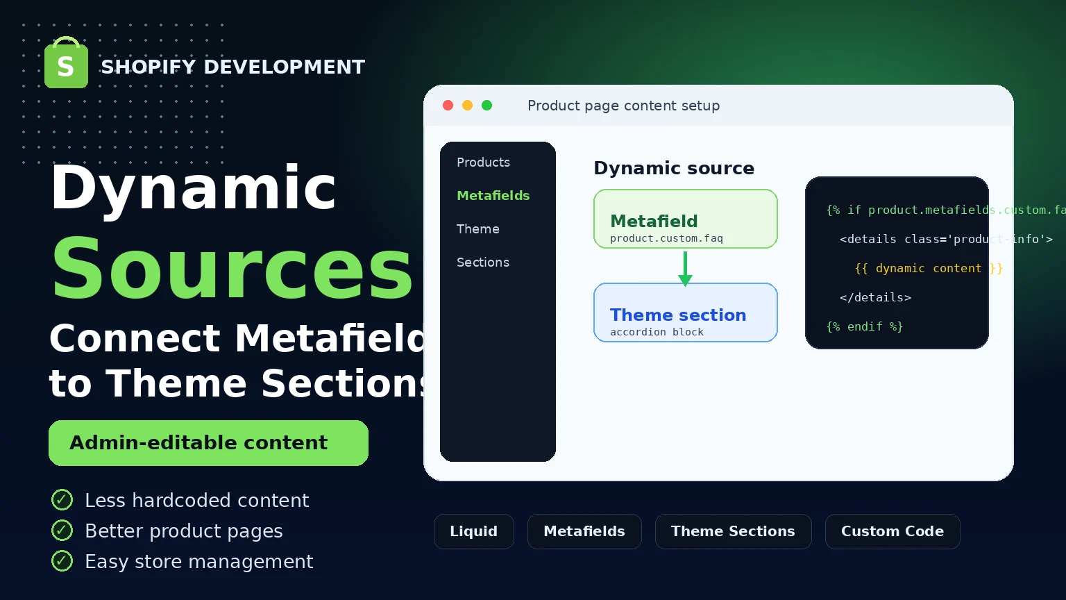 Shopify Dynamic Sources: How I Connect Metafields to Theme Sections