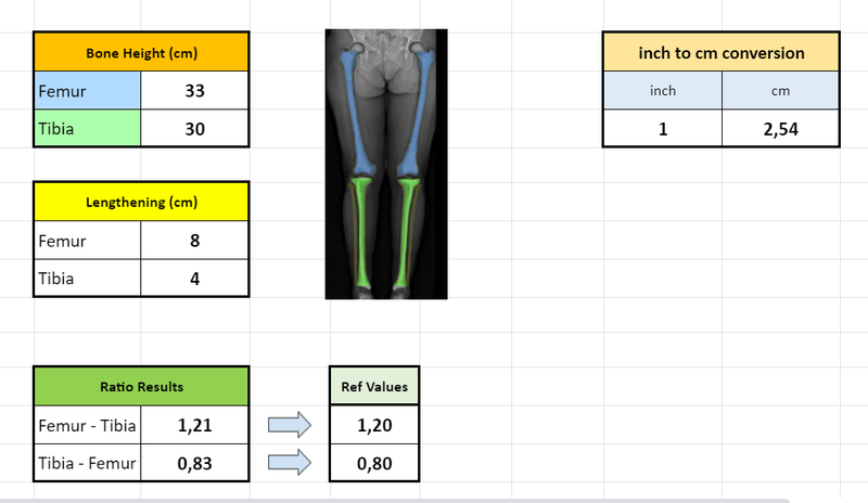 ratio of femur and tibia (How to calculate)