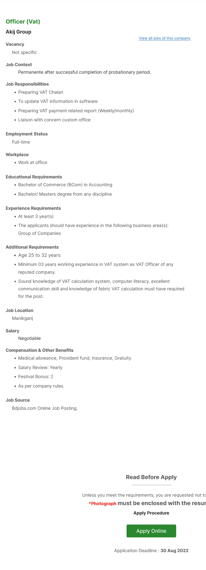 Akij Group Job Circular 2022