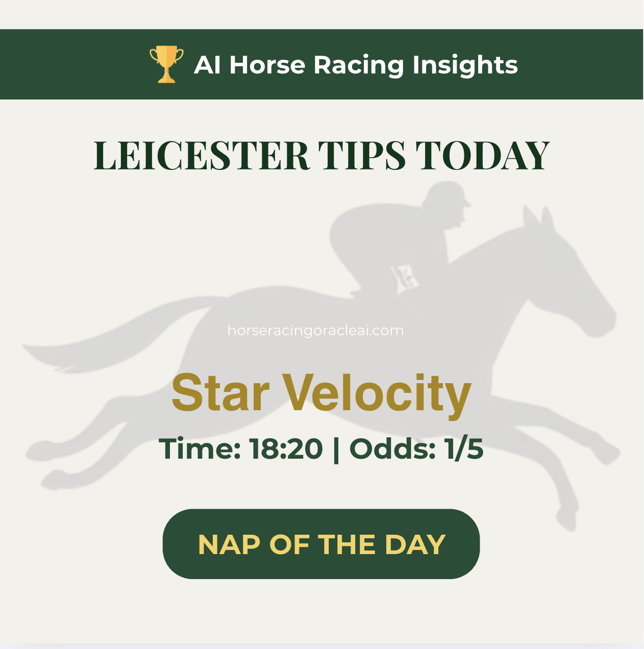 Today's Horse Racing Tips: Leicester 18:20 NAP — July 21