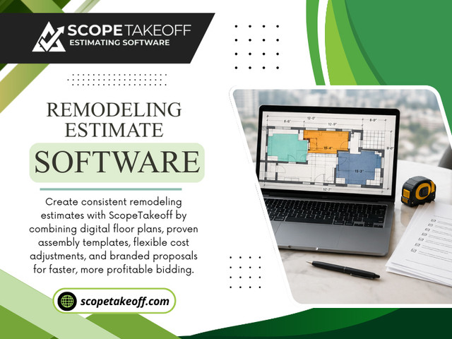 Updating several spreadsheet tabs every time something changes increases the chance of overlooking important details. Using Remodeling estimate software makes revisions much easier because project information stays connected instead of being scattered across multiple files.

For more info visit here: https://scopetakeoff.com/remodeling-estimating-software/

Read our blogs:
https://6a755b5d377bd.site123.me/
https://scopetakeoff.wixsite.com/scopetakeoff
https://scopetakeoff.mystrikingly.com/blog/flooring-estimating-software

More Links:
https://linkin.bio/scopetakeoff/
https://sketchfab.com/scopetakeoff
https://www.reddit.com/user/scopetakeoff/