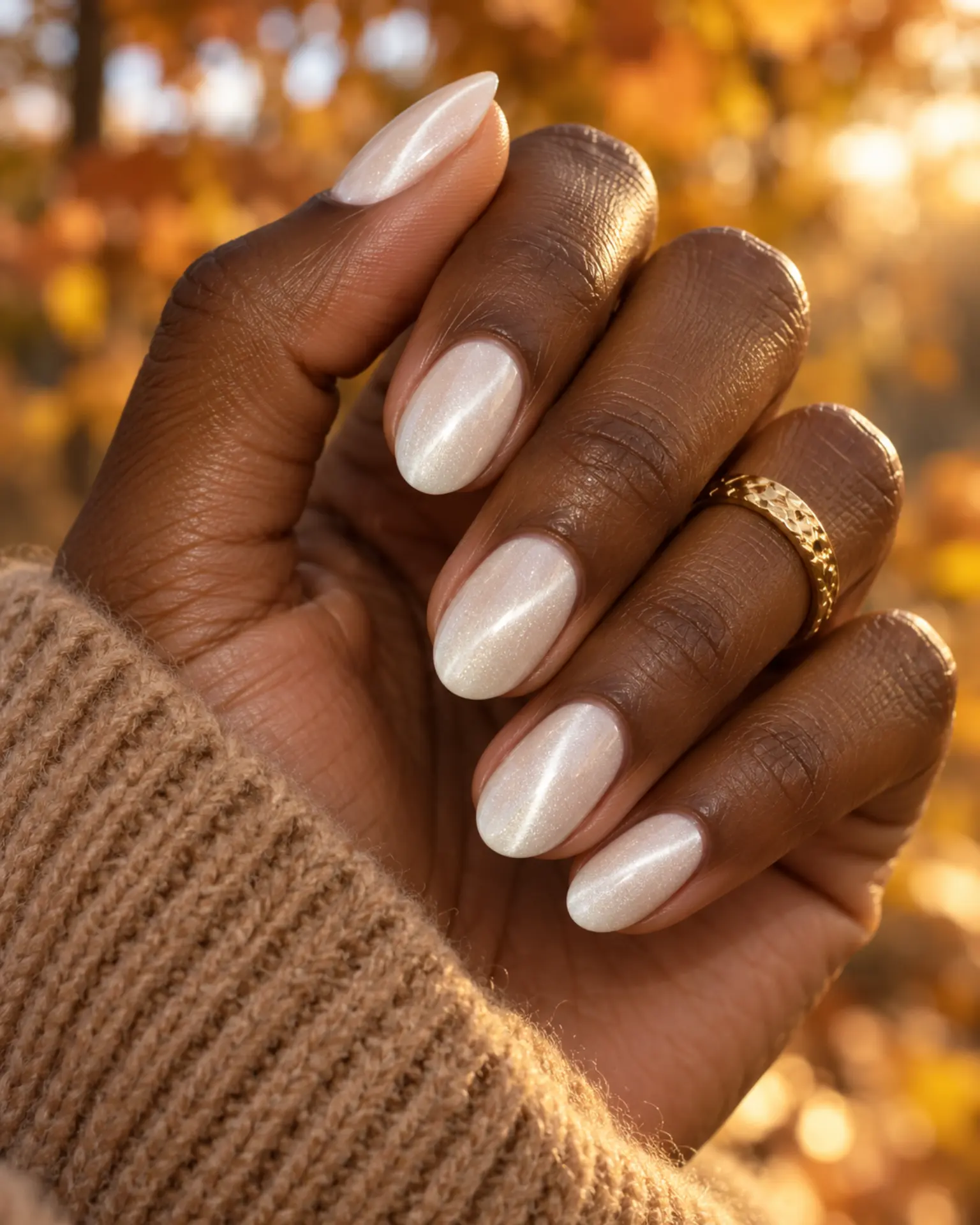 White Velvet Cat-Eye manicure inspiration for white nail ideas