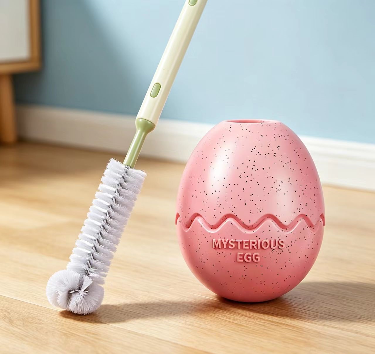 2-piece Pink Dinosaur Egg Dog Slow Feeder Toy Set with Cleaning Brush - TPR Interactive Treat Dispenser for Mental Stimulation, Anxiety Relief and Healthy Digestion - Includes Extendable Brush for Easy Cleaning