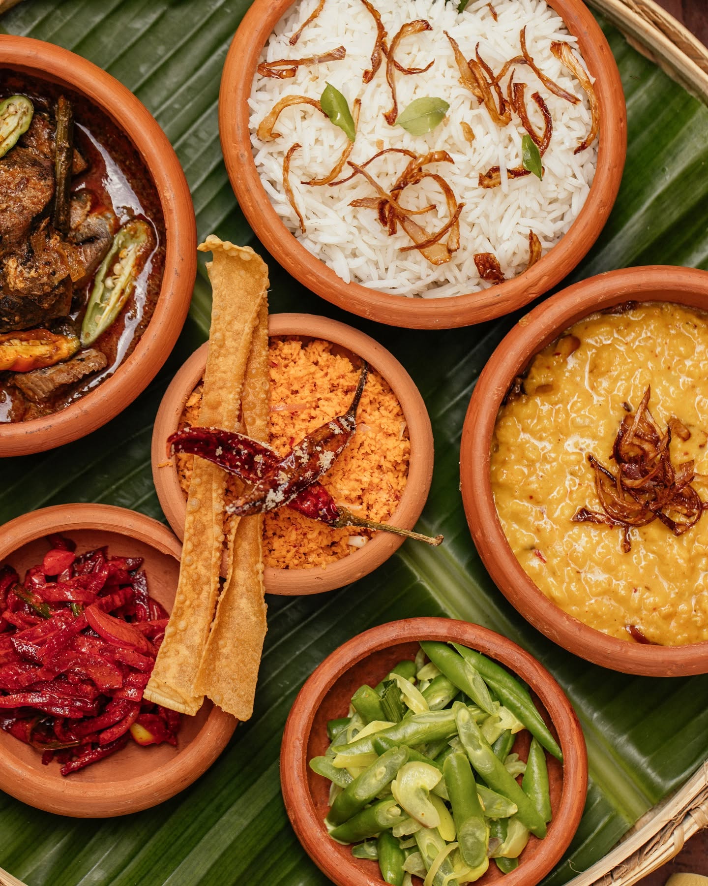 Traditional rice and curry spread
