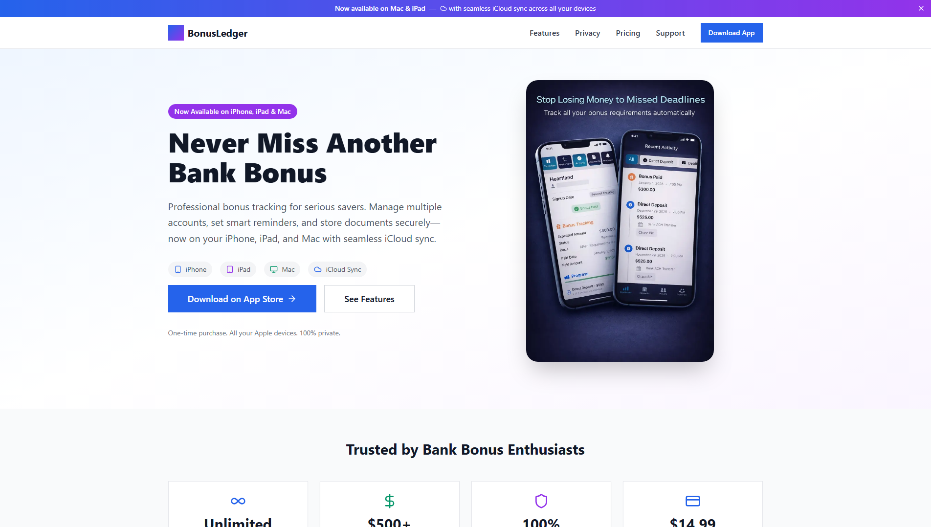 Stored screenshot of bonusledger.net