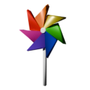 Spinning rainbow pinwheel.