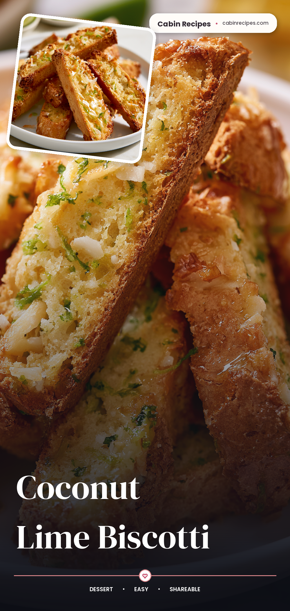 Pinterest graphic for Coconut Lime Biscotti