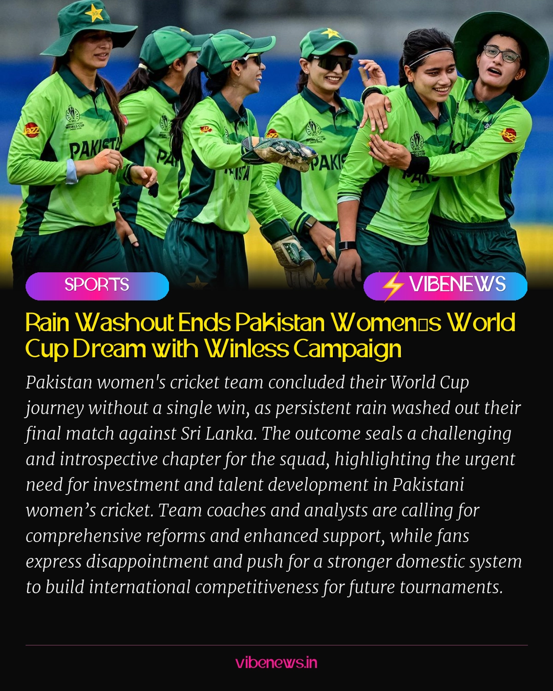 Rain Washout Ends Pakistan Women’s World Cup Dream with Winless Campaign