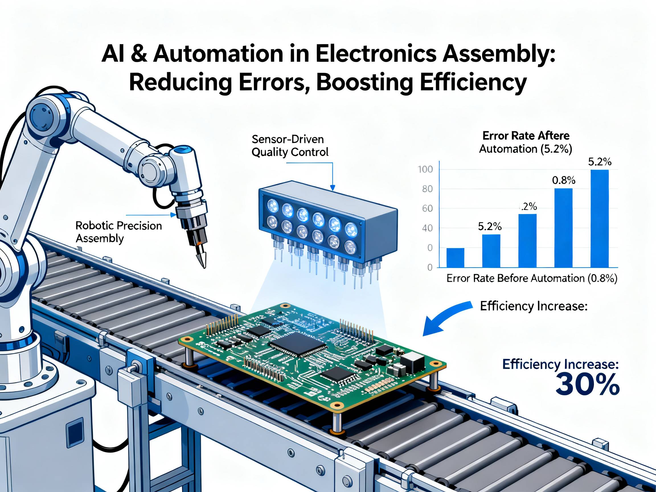 Electronics assembly AI automation efficiency.