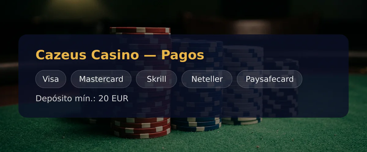 Cazeus Casino — Pagos: Visa, Mastercard, Skrill, Neteller, Paysafecard Cazeus Casino — Pagos: Visa, Mastercard, Skrill, Neteller, Paysafecard