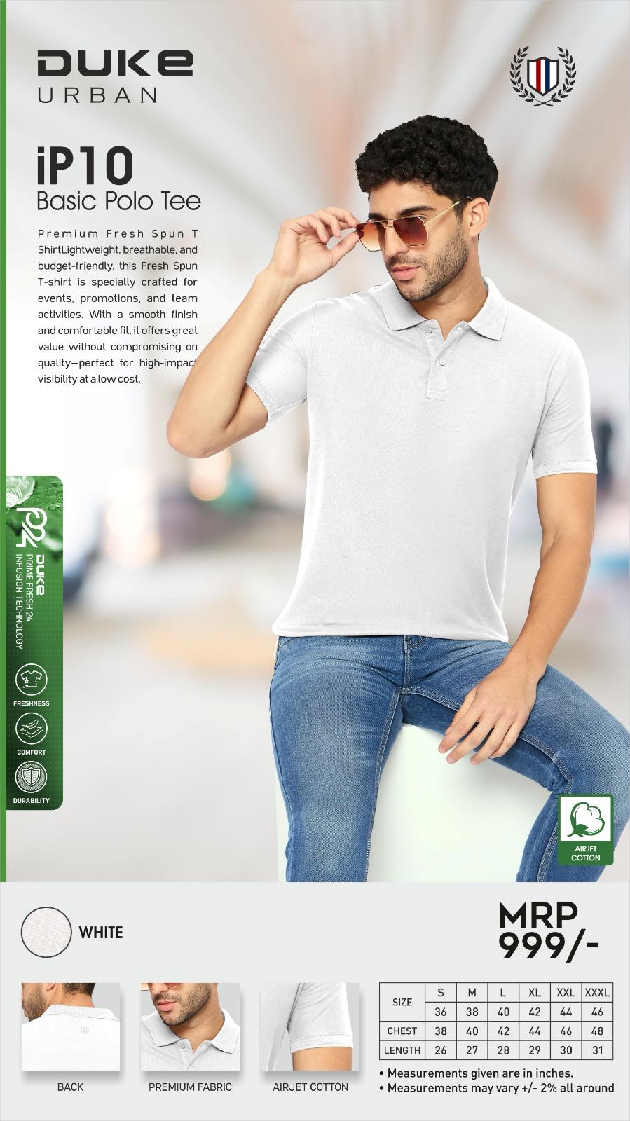 Duke iP10 Basic Polo Tee - White