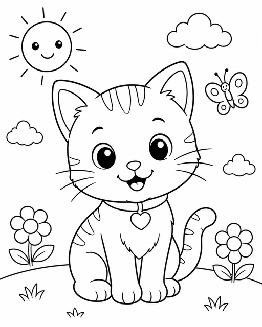 Cute Kitten Colouring Sheet