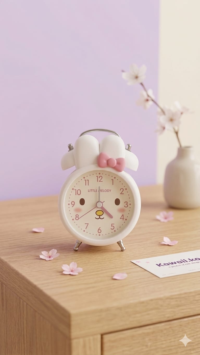 Pastel Bunny Twin Bell Clock