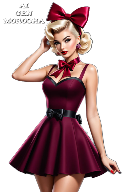 aesthetic-woman-pin-up-bordo-dress-with-bow-on-the-head-with-bow-bordo-detailing-3d-aesthetic-trans-