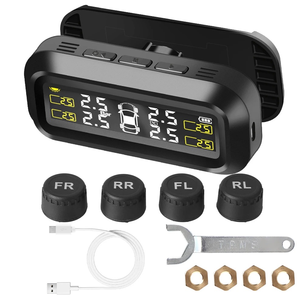 TPMS external sensors with solar and USB charging