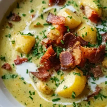 Loaded Potato Soup with Crispy Ham - Comfortable Treat!