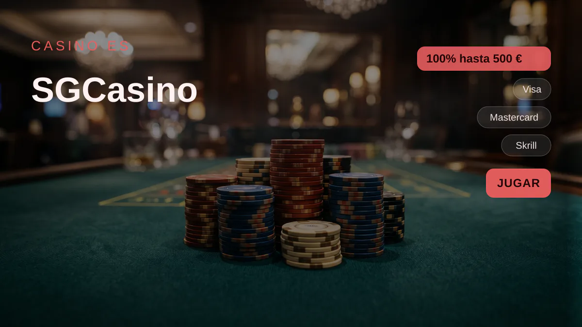 SGCasino � bono de bienvenida 100% hasta 500 � + 10 FS, pagos: Visa, Mastercard, Skrill, Neteller, Revolut