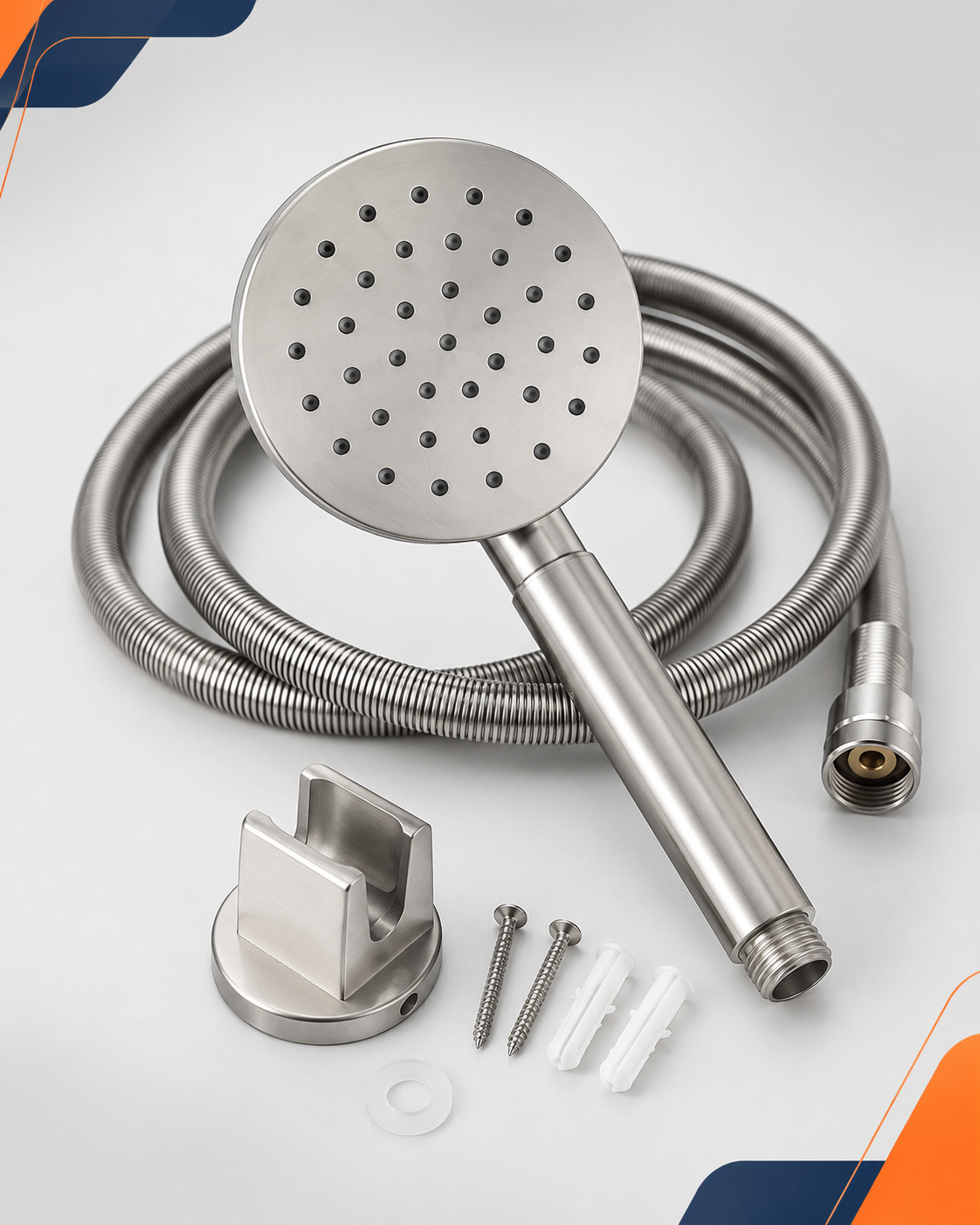 Bộ Vòi Sen Cầm Tay Inox Kèm Dây Và Giá Treo - góc nhìn 2