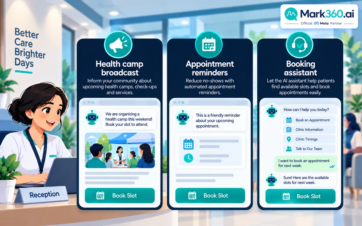 WhatsApp Appointment Booking for Clinics: Reminders, Care Drip & Healthcare Chatbots — card