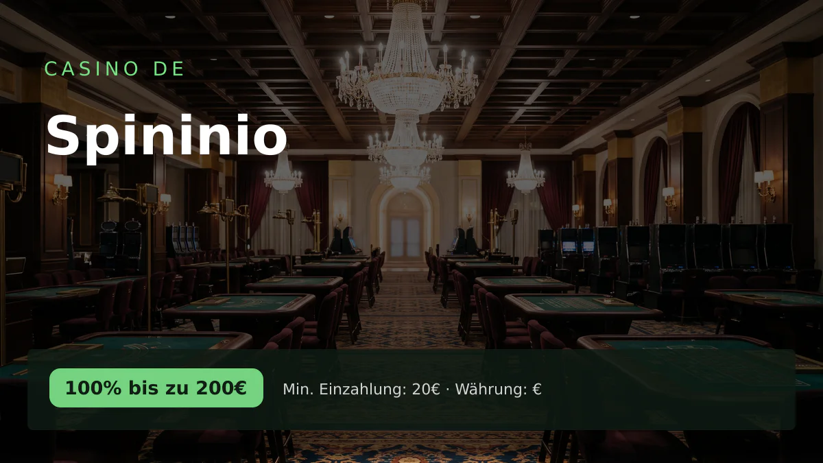 Spininio Casino — Willkommensbonus 100% bis zu 200€