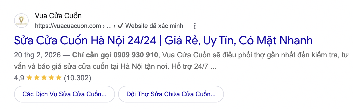 Kết quả Google cần bấm vào